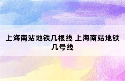 上海南站地铁几根线 上海南站地铁几号线